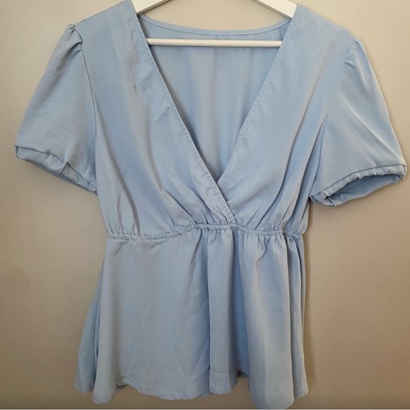 SHEIN Tops - NWOT SHEIN | deep V neck peplum solid top